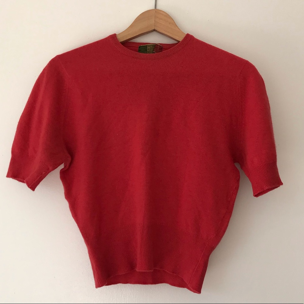 Vintage ‘50s Cashmere Sweater in Coral Pink/Red